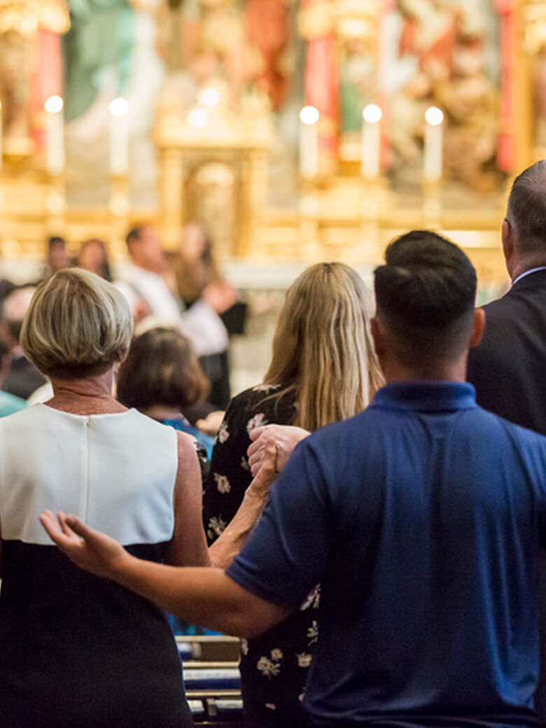 Students singing in church