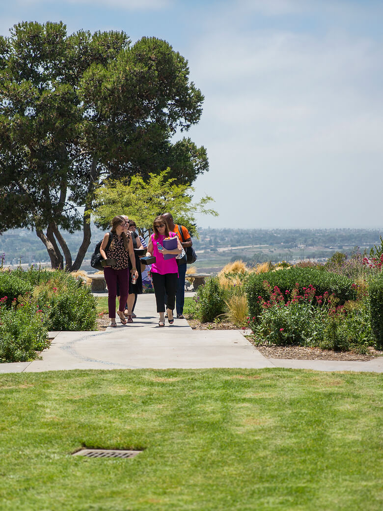 Students walking on campus