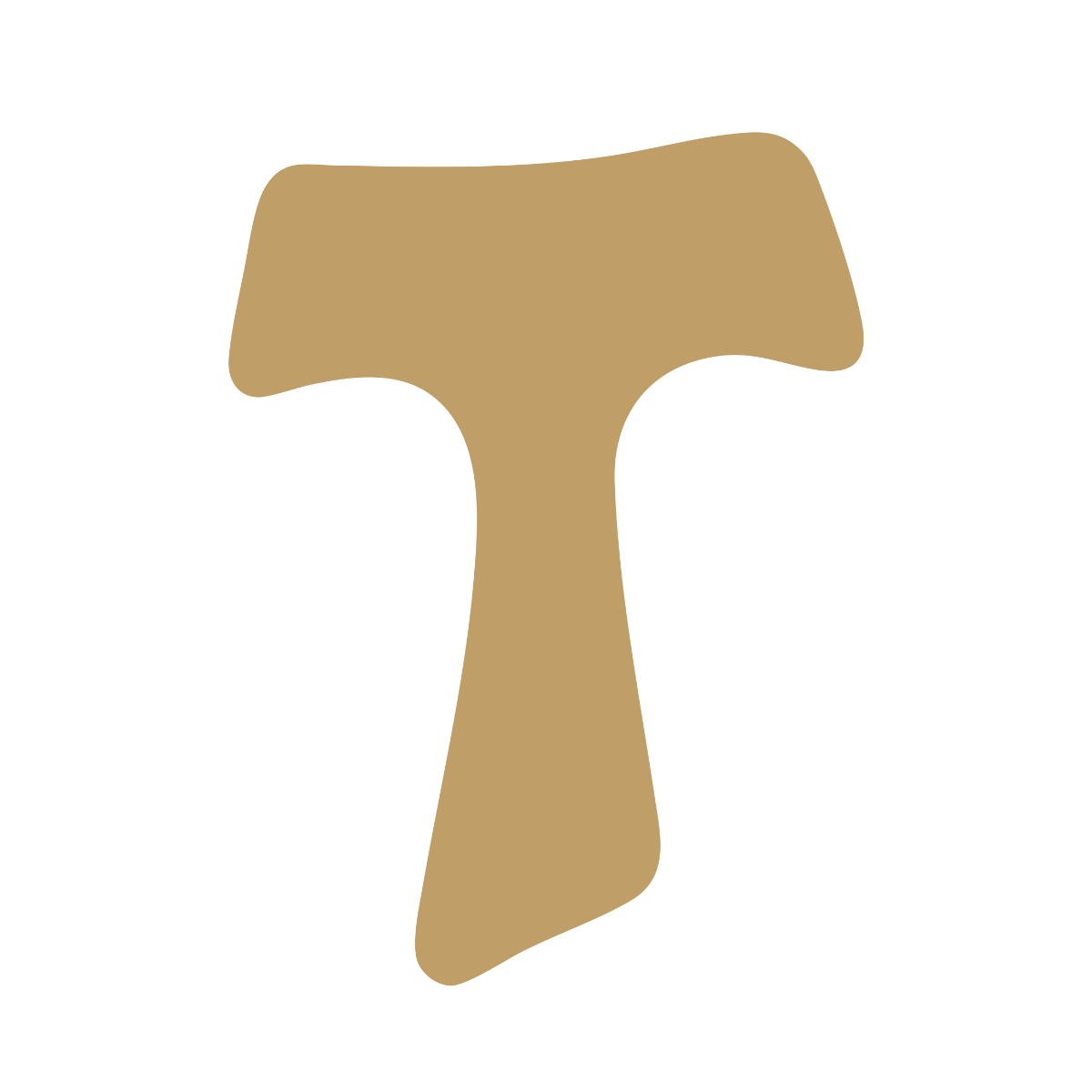 Tan-colored Tau cross symbol on white background.