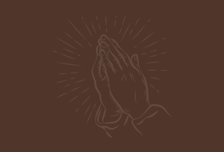 outline of two hands in a prayer position