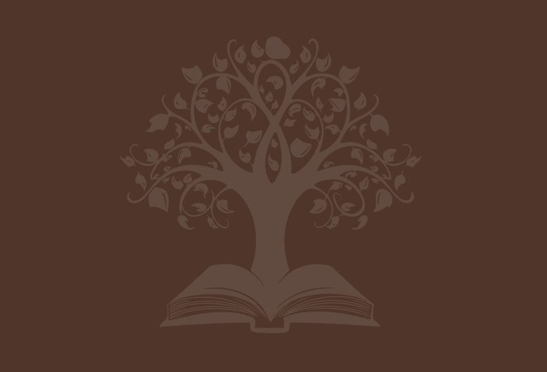 outline of an open book with a tree growing out of it